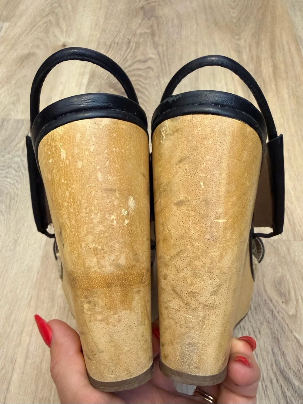 Diane von Furstenberg Black Leather Wedge Sandals